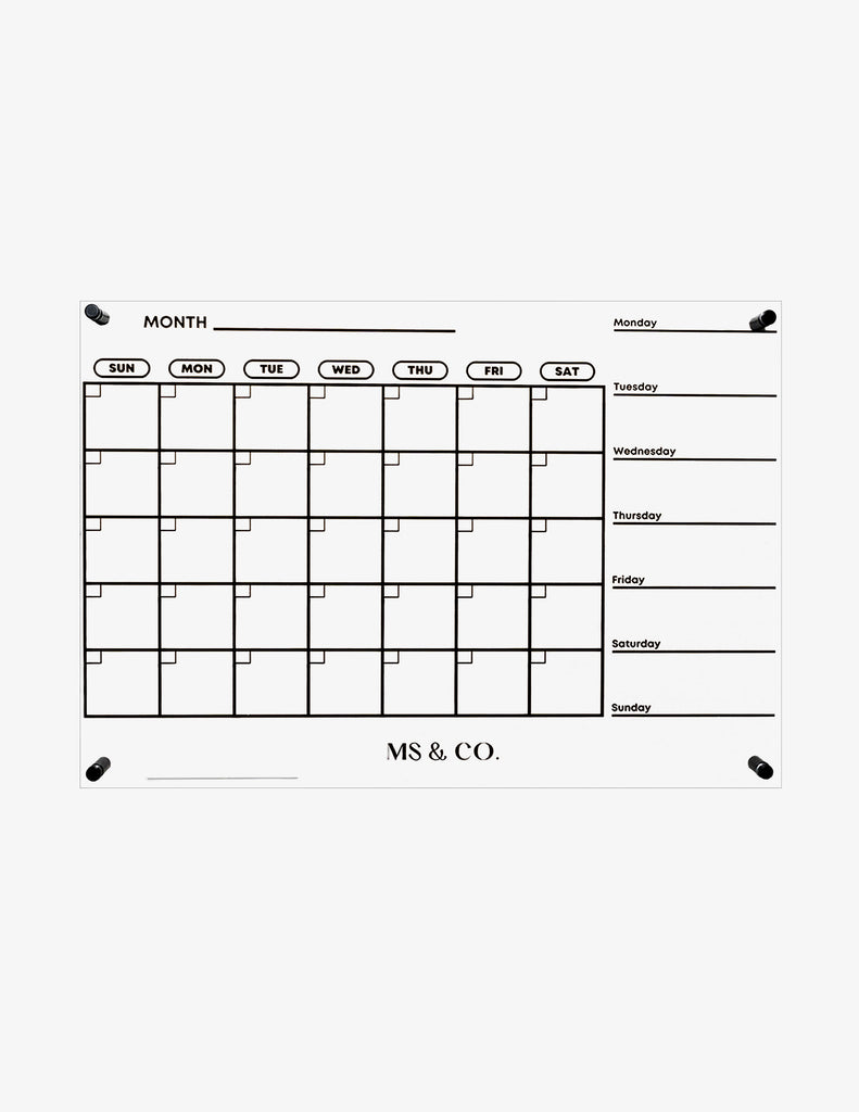 MS & CO Large Acrylic Calendar for Wall | Clear Color - Miss Sunshine & Co.
