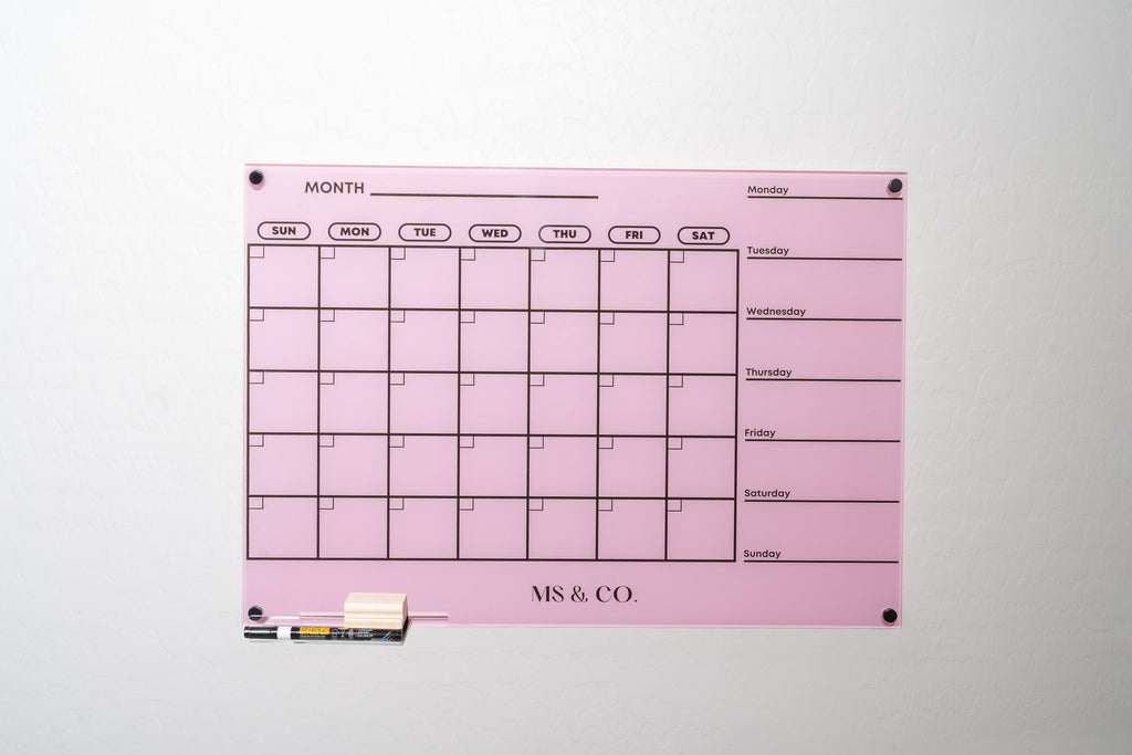 MS & CO Large Acrylic Calendar for Wall | Blush Color - Miss Sunshine & Co.